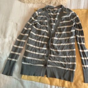 Grey and white button sweater